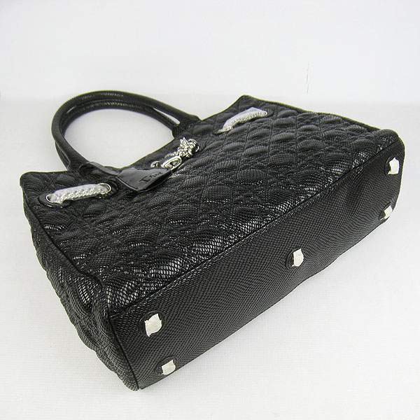 Christian Dior 1885 Snake Grain Leather Handbag-Black